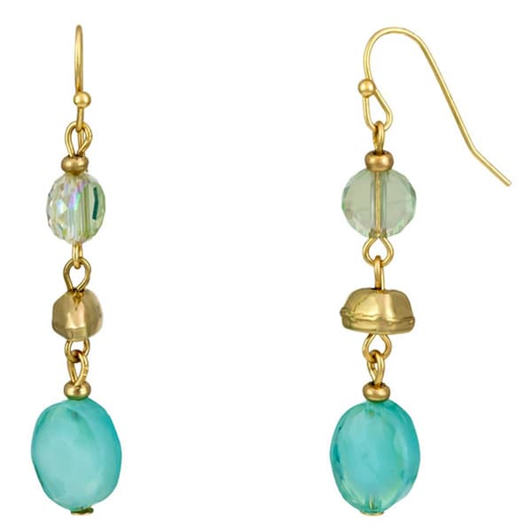 Ashley Cooper(tm) Aqua Multi Triple Bead Drop Earrings - image 