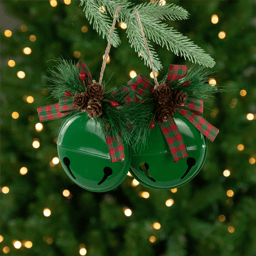 Northlight 2pk. Green  Jingle Bells with Bows Christmas Ornaments
