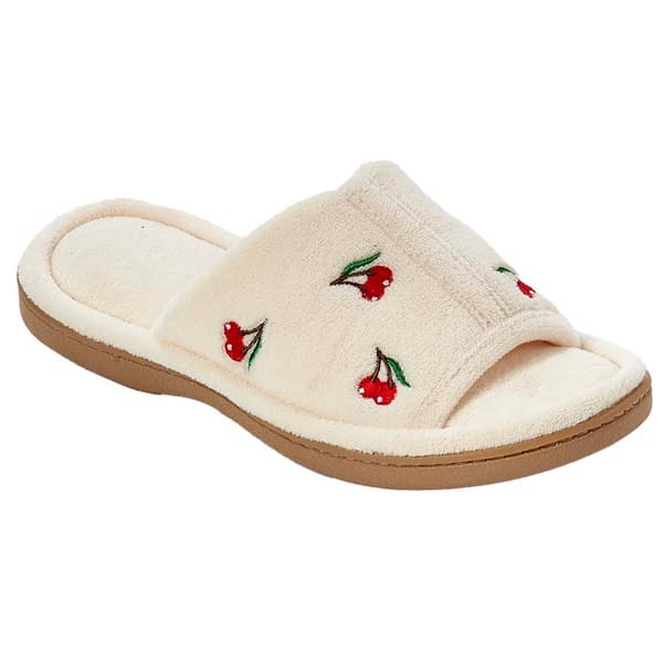 Womens Isotoner Embroidered Fruit Slide Slippers - image 