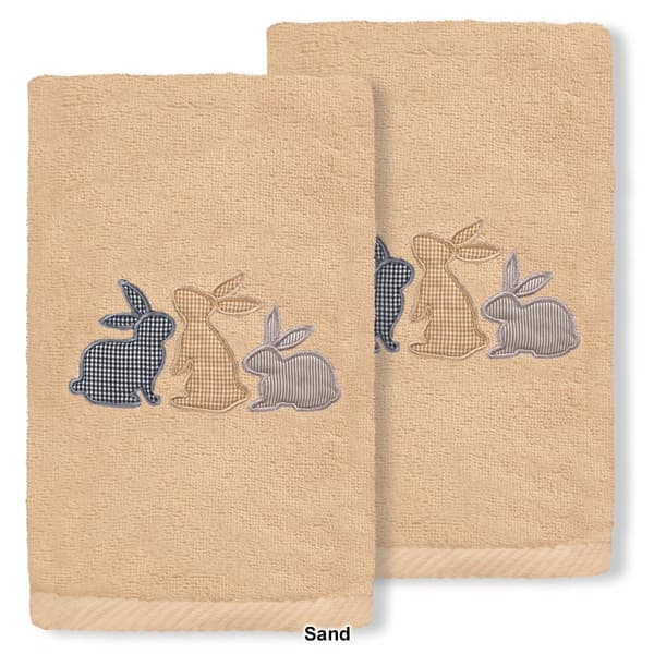 Linum Home Textiles Embroidered Bunny Row Hand Towels - Set Of 2