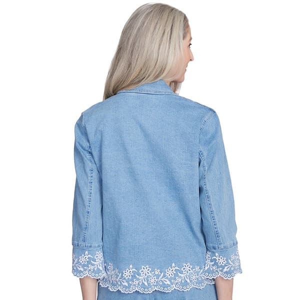 Womens Alfred Dunner Flower Power Floral Embroidery Jacket