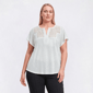Plus Size Aimee & Coco Short Sleeve Lace Split Neck Knit Blouse - image 2