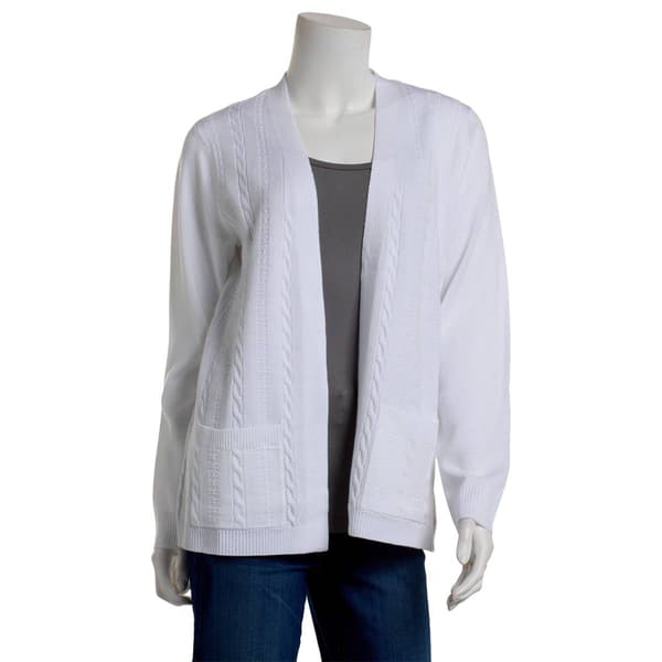 Womens 89th & Madison Long Sleeve Cable Textured Solid Cardigan