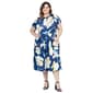 Plus Size 24/7 Comfort Apparel Blue Floral Fit & Flare Midi Dress - image 1