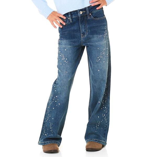Girls (7-14) Urban Rise Wide Leg Rhinestone Embellished Jeans