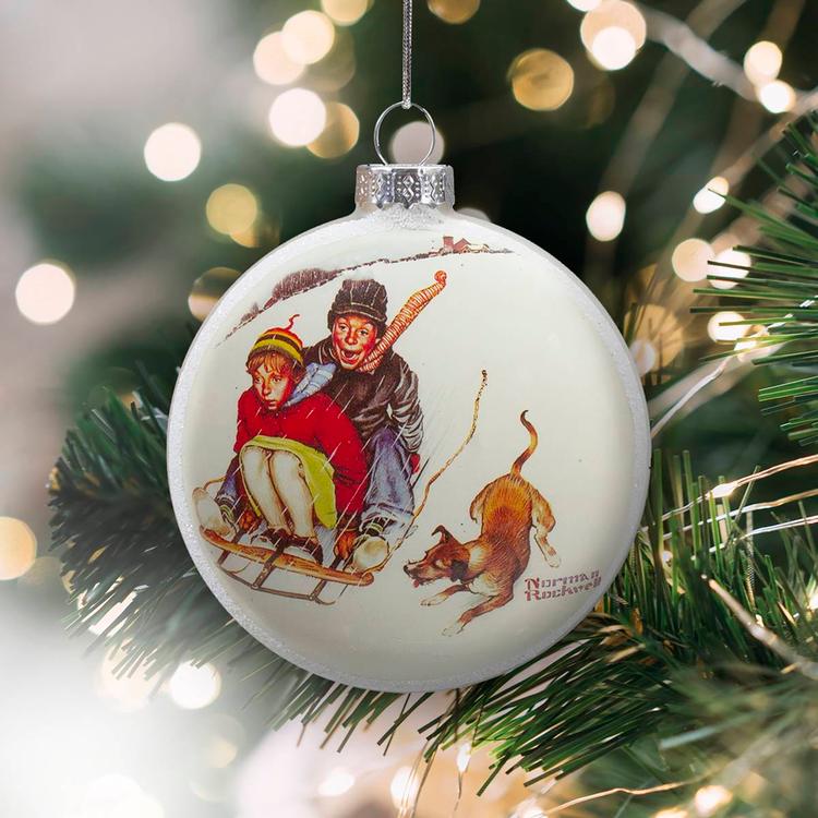 Northlight Seasonal Norman Rockwell Young Love Sledding Ornament