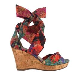Womens Impo Omyra Ankle Wrap Plaid Wedge Sandals
