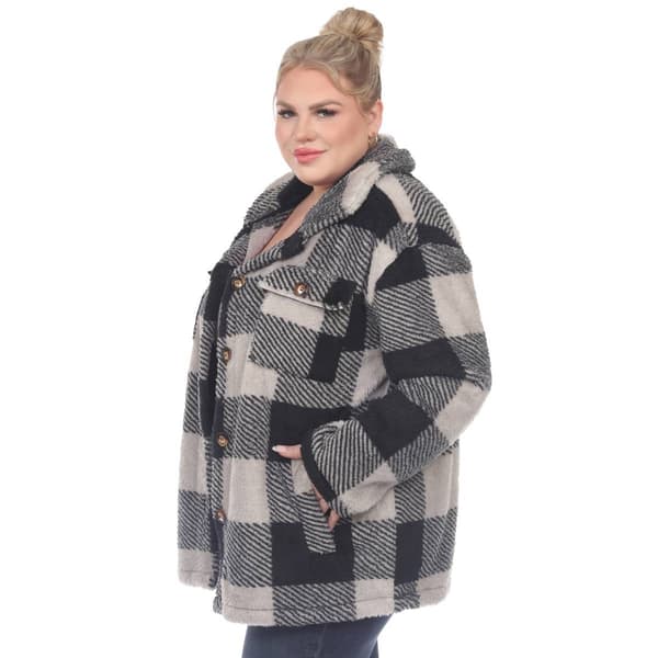Plus Size White Mark Plaid Shacket