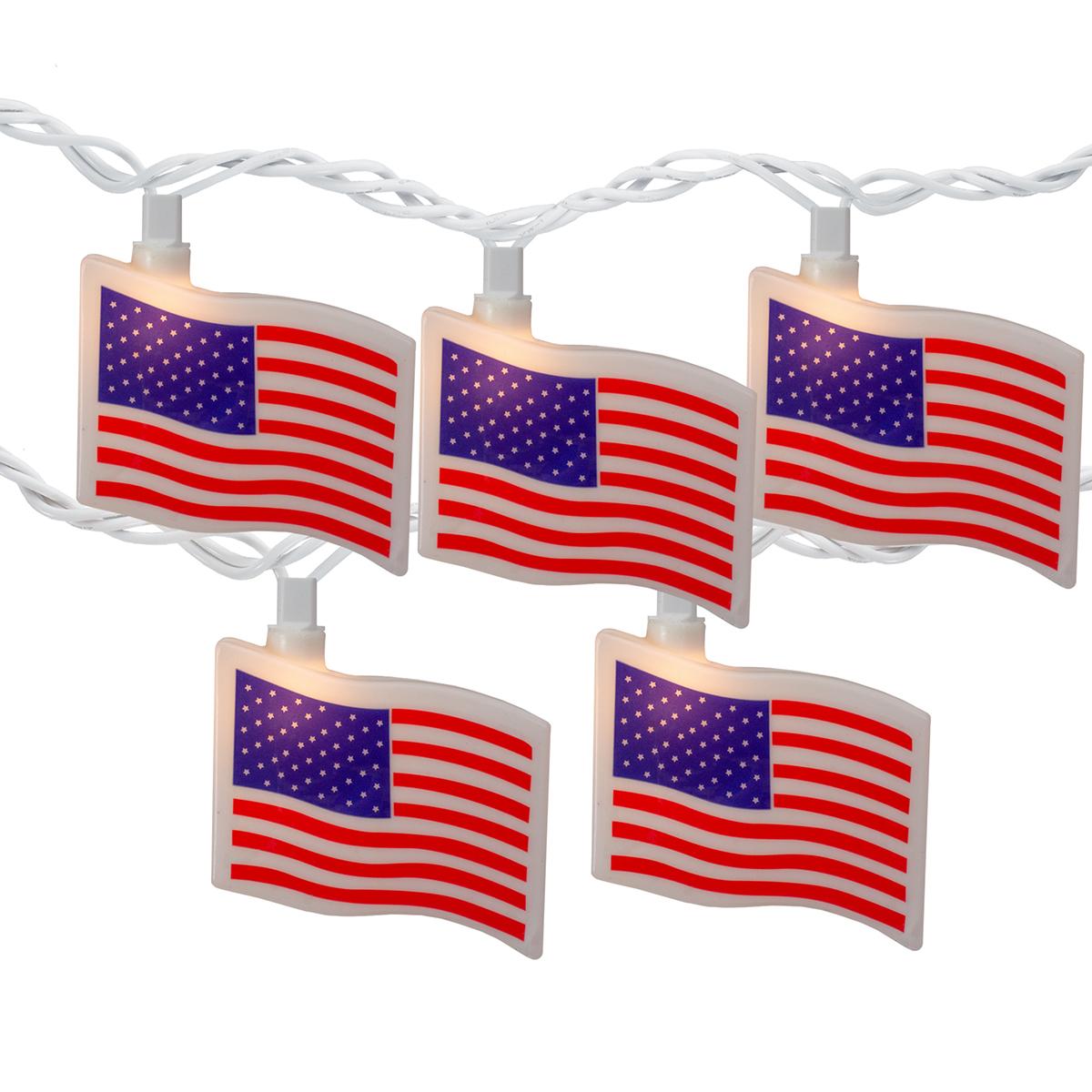 Northlight Seasonal 10ct. American Flag July 4th Light Set