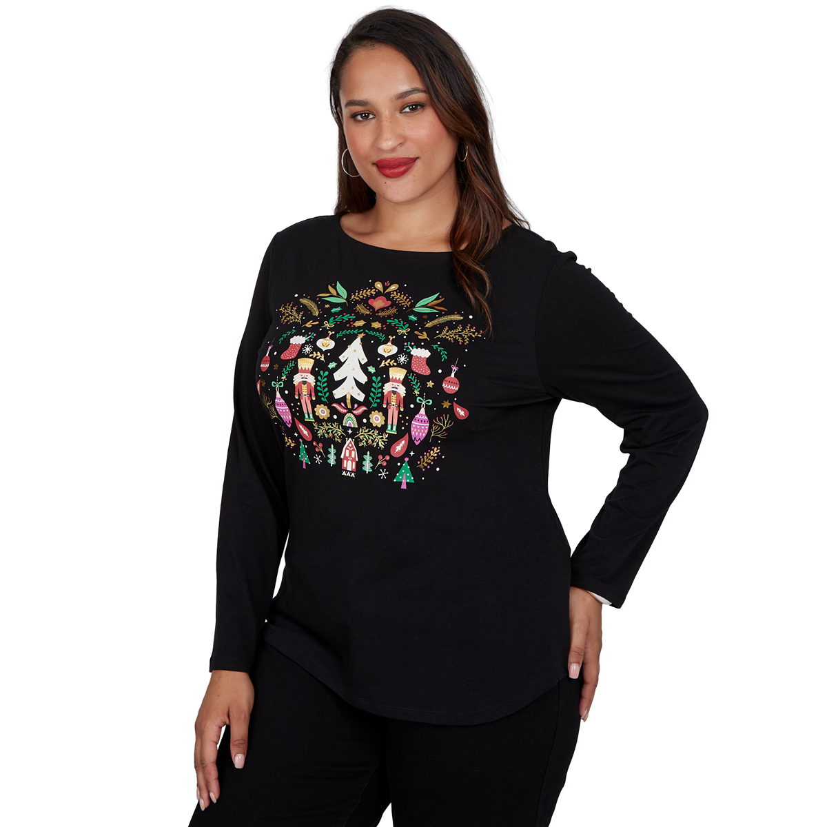 Plus Size Ruby Rd. Happy Holidays Nutcracker Scenic Tee