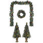 5pc. Pre-Lit Tree/Wreath/Garland Porch Set - image 1