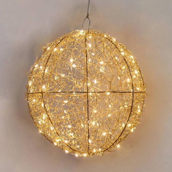 Northlight Seasonal 12in. Lighted Gold LED Wire Ball Decor - image 