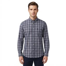 Mens Chaps Long Sleeve Stretch Plaid Button Down - Ensign Blue