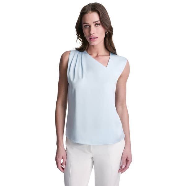 Womens DKNY Cap Sleeve Solid Cross Over Top