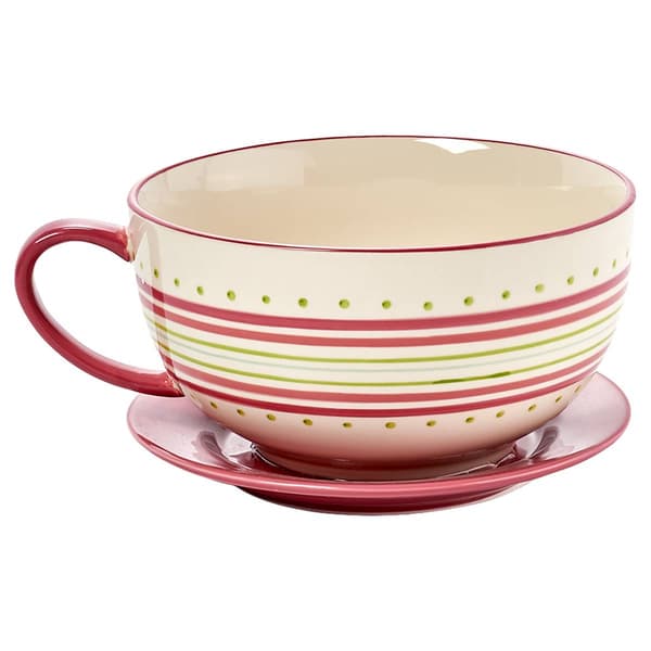 Spring Botanical Stripe Medium Teacup Planter - image 