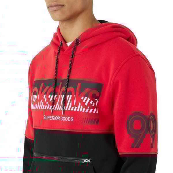 Young Mens Akademiks Color Block Pullover Hoodie - Red