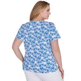 Plus Size Hearts of Palm Feeling Just Lime Scratched Floral Tee