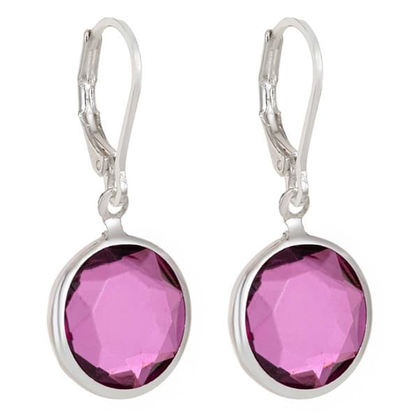 Gloria Vanderbilt Amethyst Circle Drop Leverback Earrings - image 