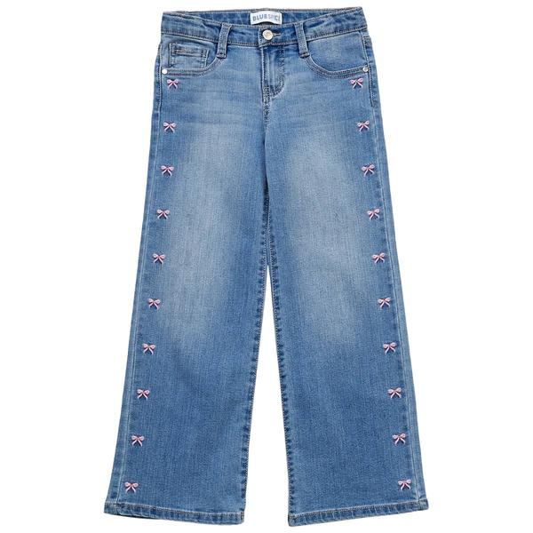 Girls (4-6x) Blue Spice Pink Embroidered Bow Jeans - image 