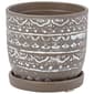 Grey Pattern Planter with Saucer - image 1