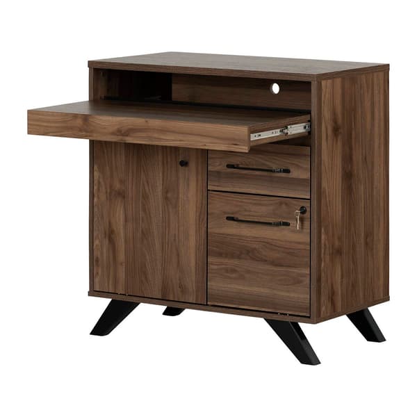 South Shore Flam Natural Walnut Multi-Function Secretary Desk