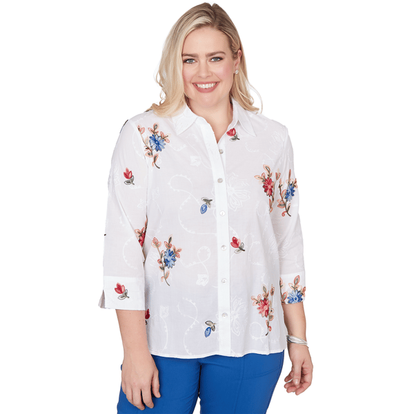 Womens Alfred Dunner The Royal Treatment Embroidered Flower Coll - image 