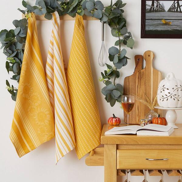DII® Burnt Apricot Sonoma Harvest Kitchen Towel Set Of 3