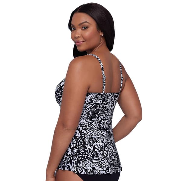 Womens TrimShaper Boho Paisley Tankini Swim Top