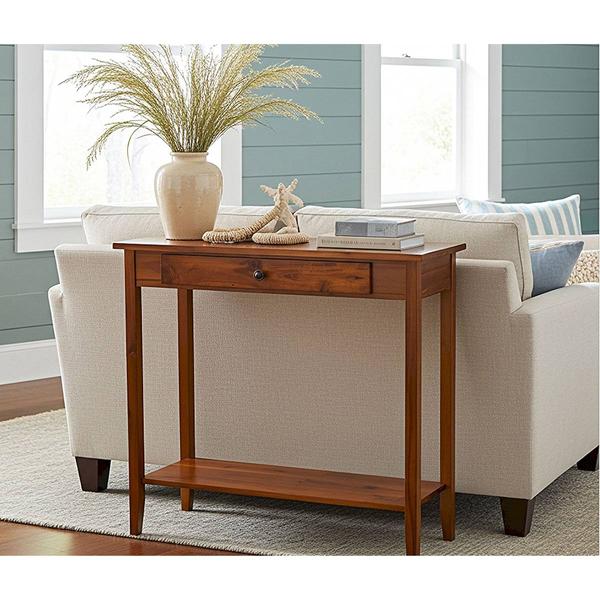 Casual Contemporary Living Acacia Console Table w/ Bottom Shelf