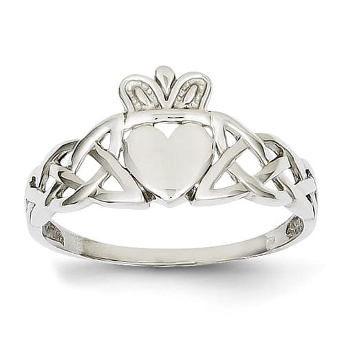 Mens Gold Classics&#40;tm&#41; 14kt. Cut Out White Gold Claddagh Ring - image 