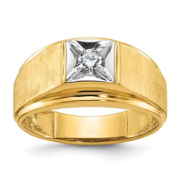 Mens Diamond Classics(tm) 10kt. Two-Tone Satin 1/6ctw. Diamond Ring - image 