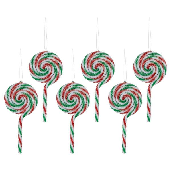 Northlight Seasonal 6ct. Multicolor Frosted Lollipop Ornaments - image 