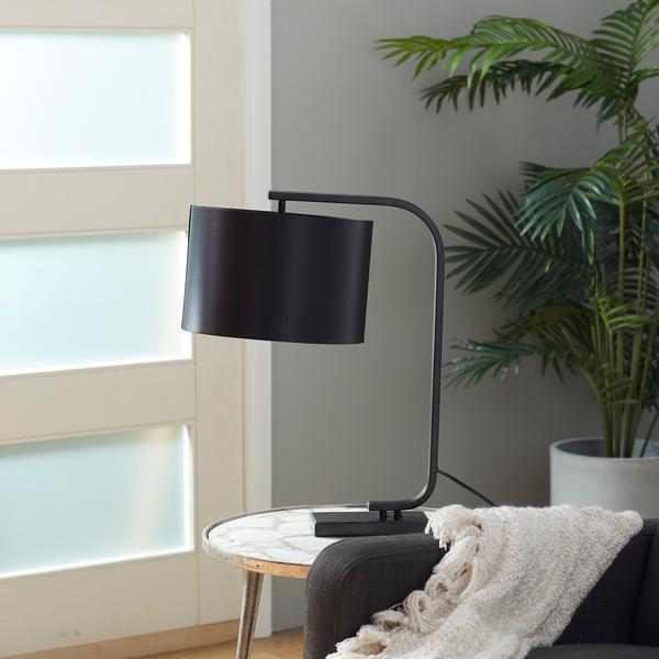 9th & Pike® Black Metal Traditional Table Lamp with Fabric Shade