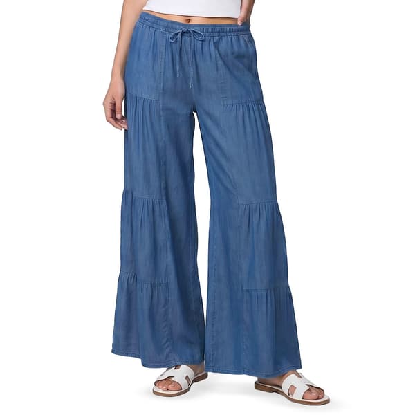 Juniors Madden Girl Chambray Tiered Wide Leg Flowy Pants - image 