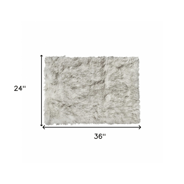HomeRoots Grey & Ivory Faux Fur Accent Rug