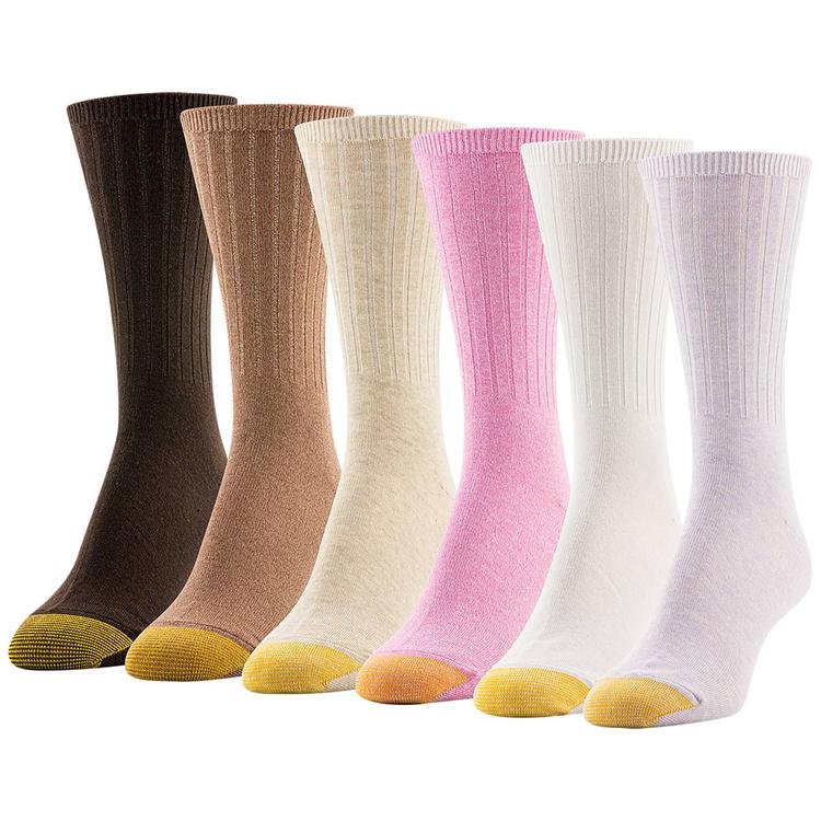 Womens Gold Toe 6Pk Ribbed Crew 21.00