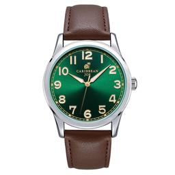 Mens Caribbean Joe Silver-Tone Easy Read Strap Watch - CJ7161SLGR