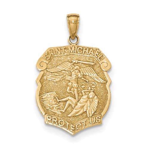Unisex Gold Classics&#40;tm&#41; 14kt. Yellow Gold Large St. Michael Pendant - image 