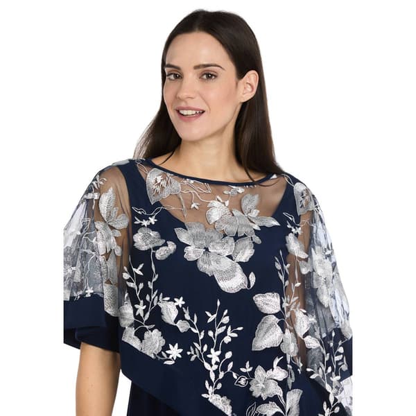 Womens R&M Richards 3pc. Embroidered Poncho Pant Set