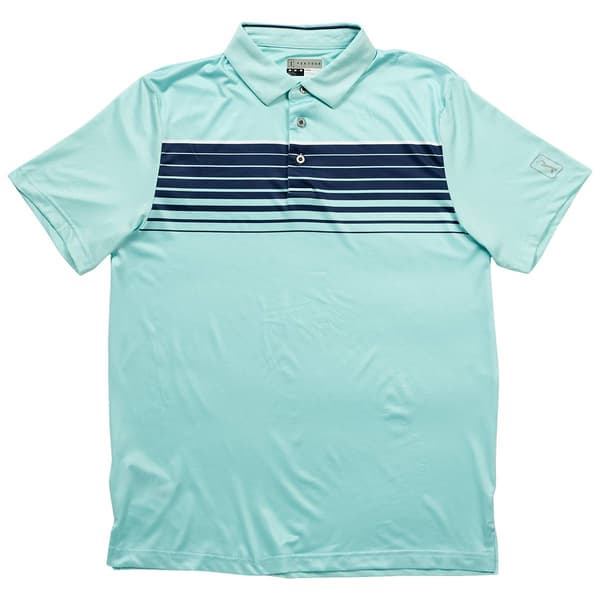 Mens PGA Tour Striped Short Sleeve Polo