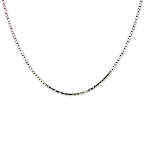 Sterling Silver 16in. Diamond Cut Box Necklace - image 
