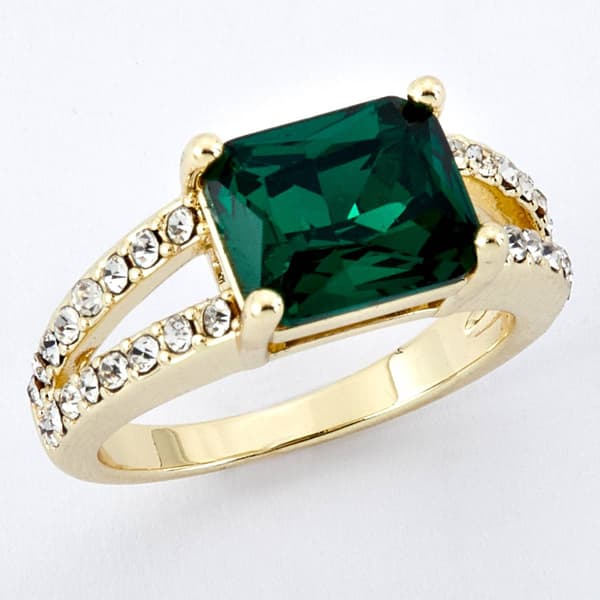 Ashley Cooper(tm) Gold-Tone Pave & Emerald Ring - image 