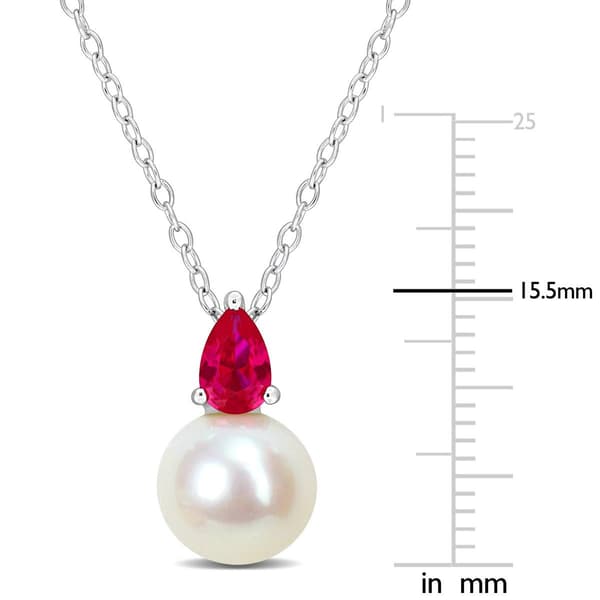 Gemstone Classics™ Freshwater Pearl & Created Ruby Pendant