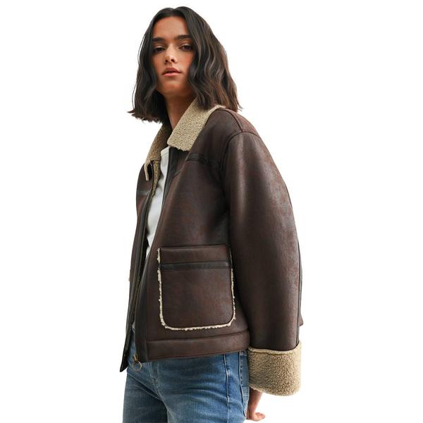 Womens CITY BLUES Zip Front Faux Leather Jacket