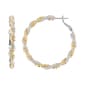 Fine Faux Two-Tone Twisted Diamond Cut Hoop Earrings - image 1