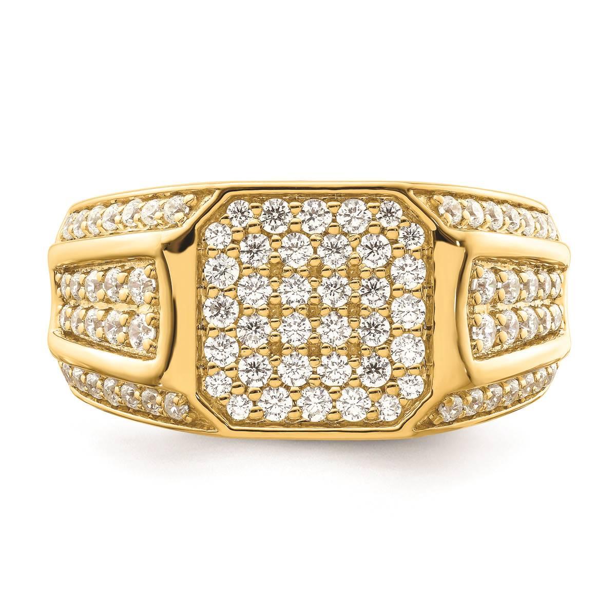 Mens Pure Fire 14kt. White Gold Lab Grown Diamond Cluster...