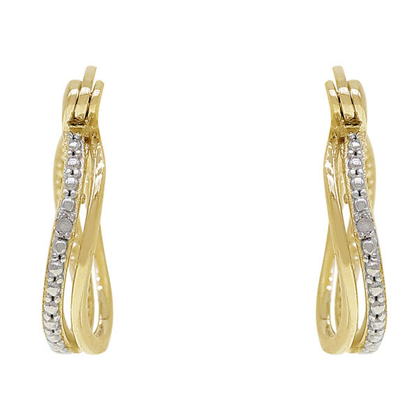 Gianni Argento Gold/Silver Diamond Accent Swirl Hoop Earrings - image 