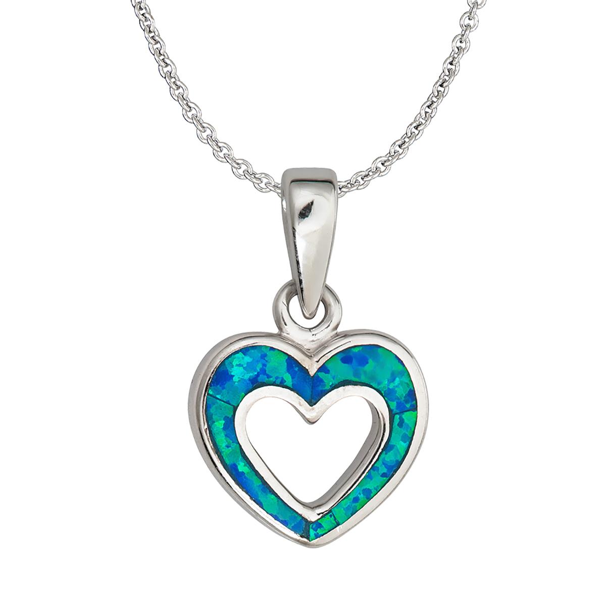 Gemstone Classics™ Silver & Created Opal Heart Necklace