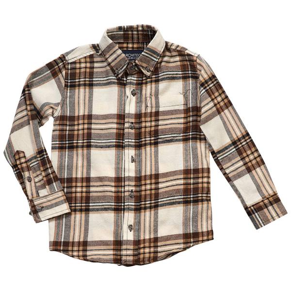 Boys (4-7) Architect® Flannel Shirt - Cream/Brown