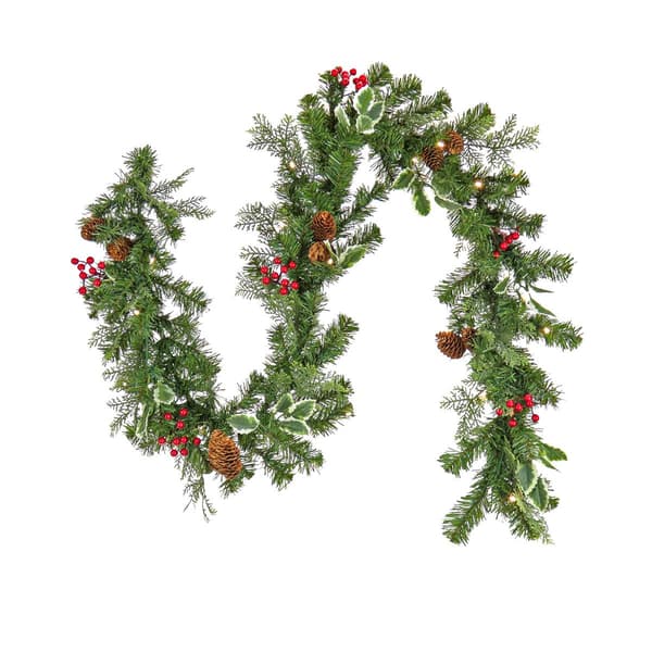 National Tree 6ft. Mixed Tip Garland w/ 30 Warm White LED Lights - image 